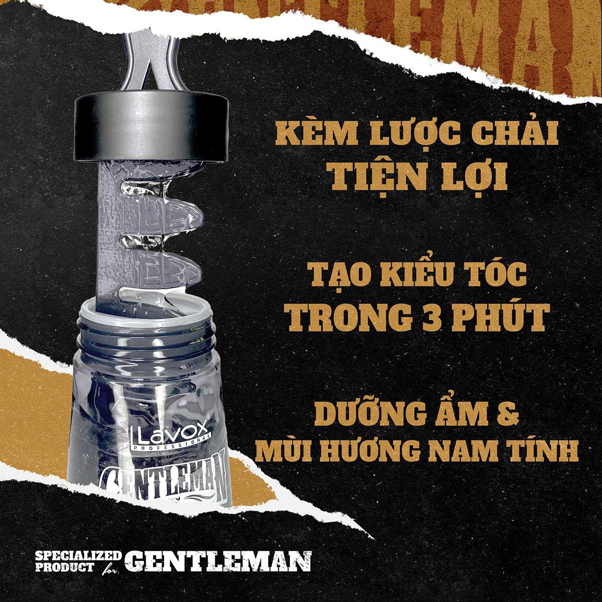 Gel vuốt tóc nam kèm lược