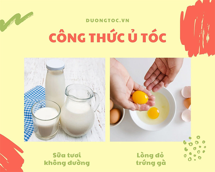 Ủ tóc bằng sữa tươi không đường và lòng đỏ trứng gà